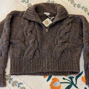 OZMA of California Finley Zip-up Cardigan in the color Bark (XS/S)